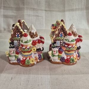 Christopher Radko Gingerbread House Candy Ceramic Salt & Pepper Shakers